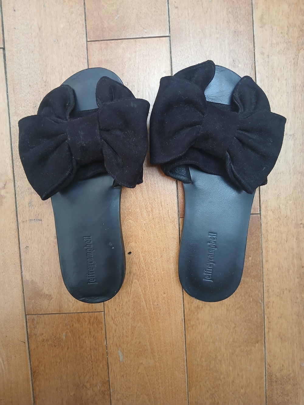 Black Bow Slide Sandals - Women's